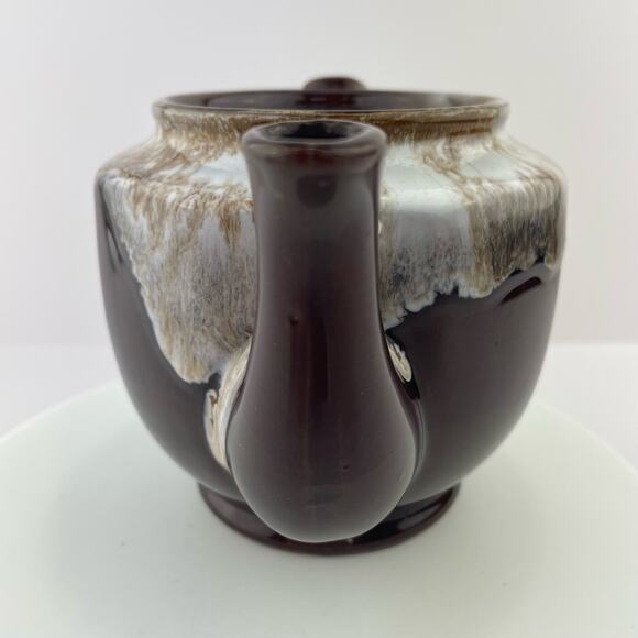 Vtg Brown Drip Glaze Japan Teapot Single Serve Espresso Redware Cottage Pottery - Picture 6 of 13